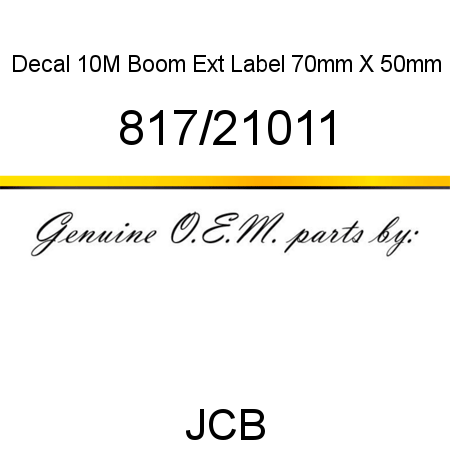 Decal, 10M Boom Ext Label, 70mm X 50mm 817/21011