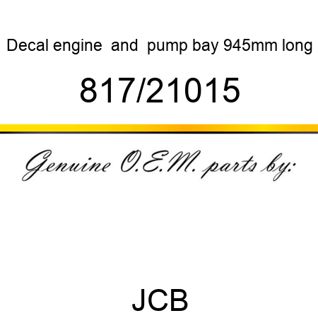 Decal, engine & pump bay, 945mm long 817/21015