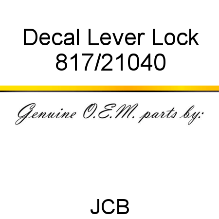 Decal, Lever Lock 817/21040