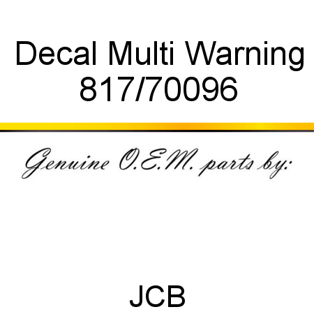 Decal, Multi Warning 817/70096