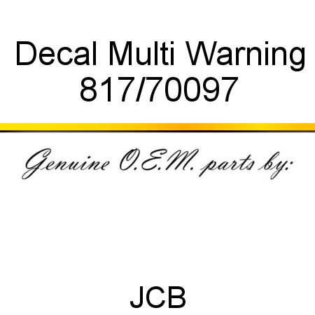 Decal, Multi Warning 817/70097