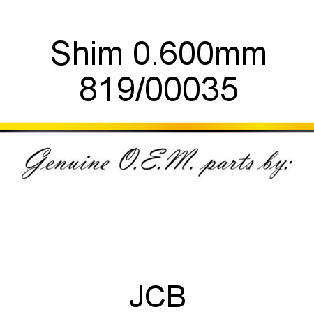 Shim, 0.600mm 819/00035