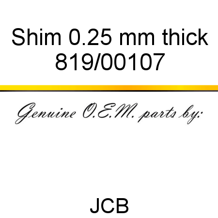 Shim, 0.25 mm thick 819/00107