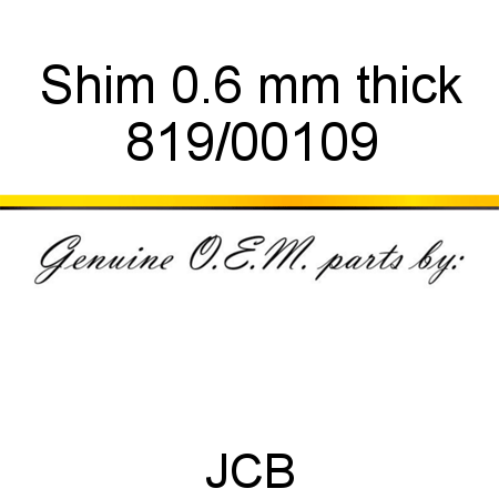 Shim, 0.6 mm thick 819/00109
