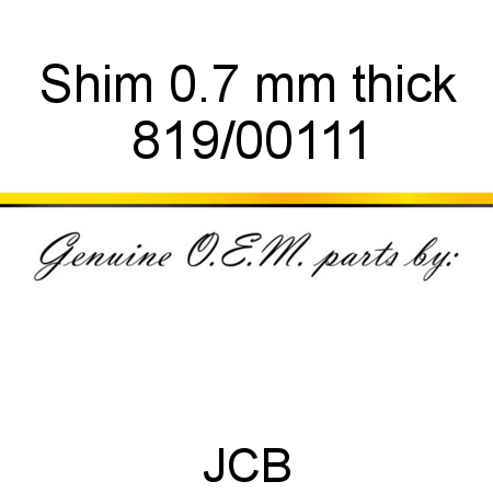 Shim, 0.7 mm thick 819/00111