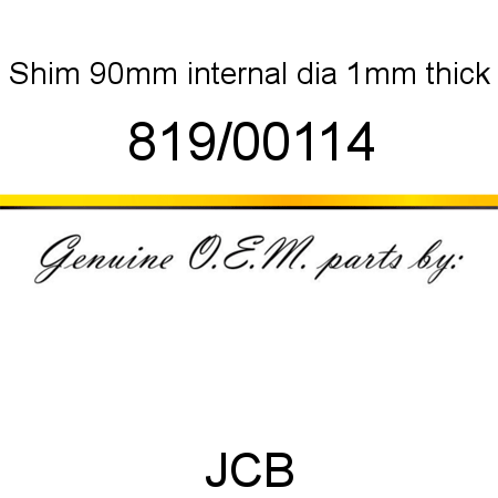 Shim, 90mm internal dia, 1mm thick 819/00114