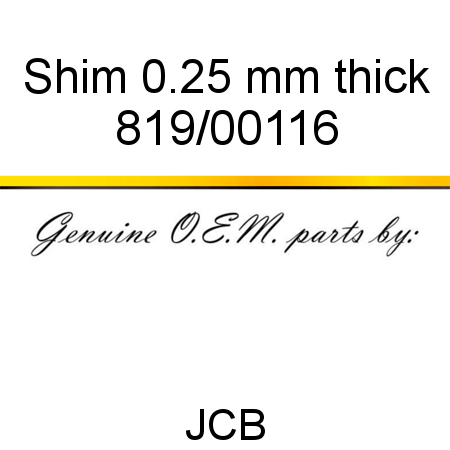 Shim, 0.25 mm thick 819/00116