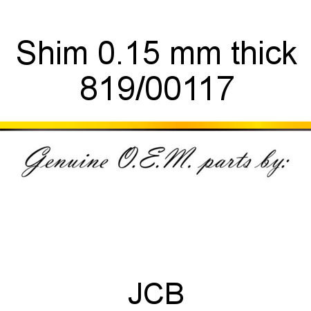 Shim, 0.15 mm thick 819/00117
