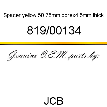 Spacer, yellow, 50.75mm borex4.5mm thick 819/00134
