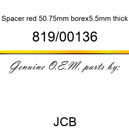 Spacer, red, 50.75mm borex5.5mm thick 819/00136