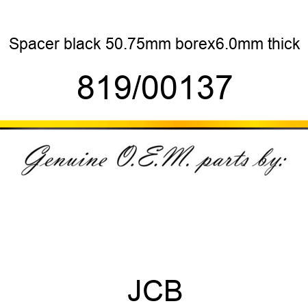 Spacer, black, 50.75mm borex6.0mm thick 819/00137