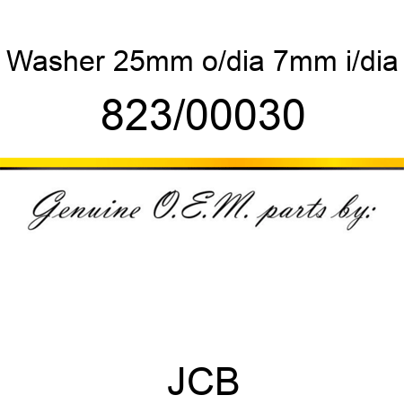 Washer, 25mm o/dia, 7mm i/dia 823/00030