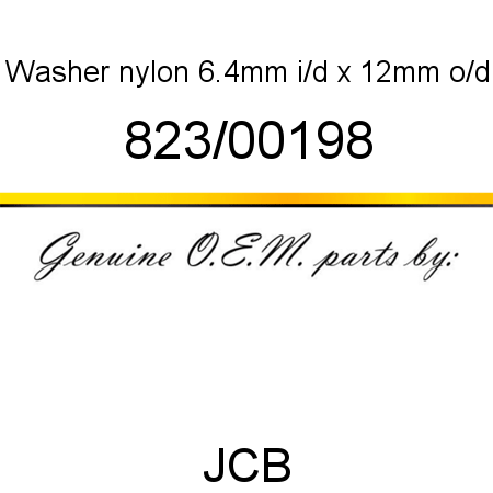 Washer, nylon, 6.4mm i/d x 12mm o/d 823/00198