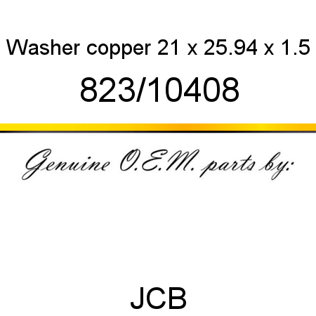 Washer, copper, 21 x 25.94 x 1.5 823/10408