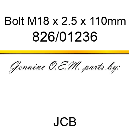 Bolt, M18 x 2.5 x 110mm 826/01236