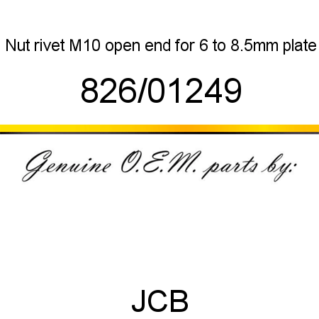 Nut, rivet M10 open end, for 6 to 8.5mm plate 826/01249