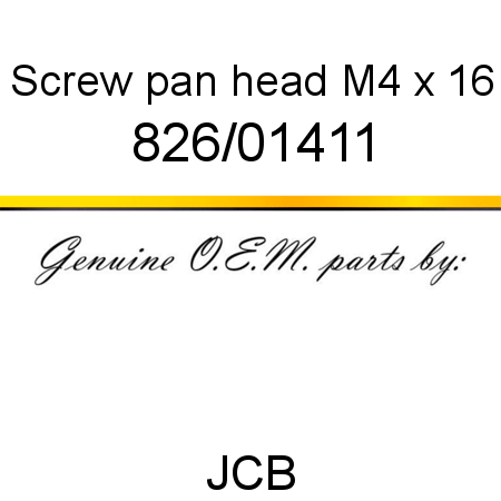 Screw, pan head, M4 x 16 826/01411