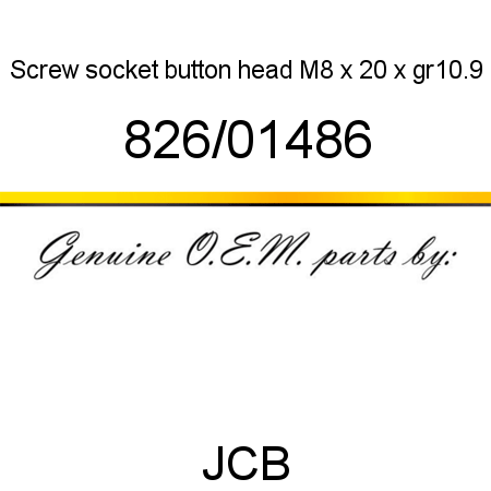 Screw, socket button head, M8 x 20 x gr10.9 826/01486