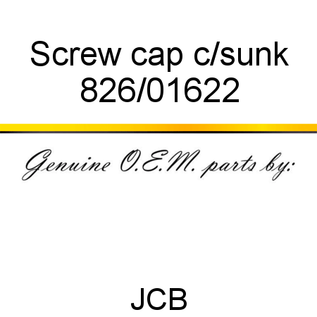 Screw, cap, c/sunk 826/01622