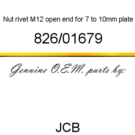 Nut, rivet M12 open end, for 7 to 10mm plate 826/01679