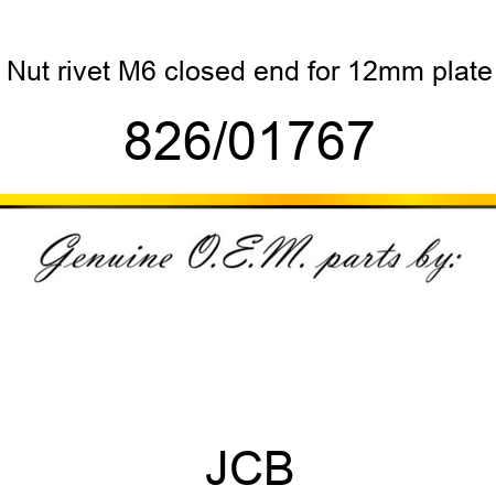 Nut, rivet M6 closed end, for 12mm plate 826/01767