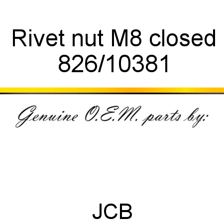 Rivet, nut M8 closed 826/10381