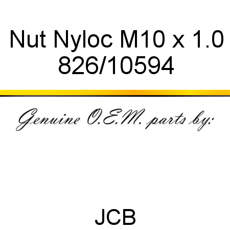 Nut, Nyloc M10 x 1.0 826/10594