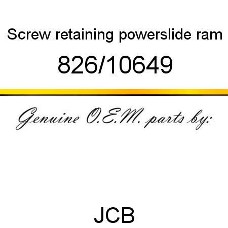 Screw, retaining, powerslide ram 826/10649