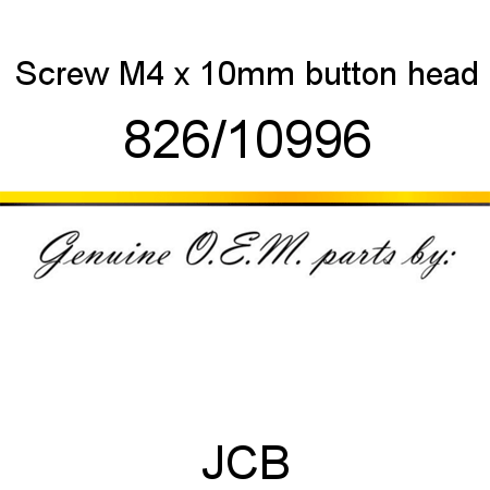 Screw, M4 x 10mm, button head 826/10996