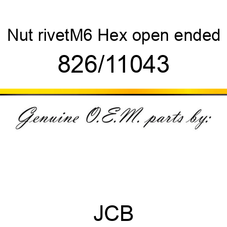 Nut, rivet,M6 Hex, open ended 826/11043