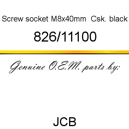 Screw, socket M8x40mm  Csk., black 826/11100