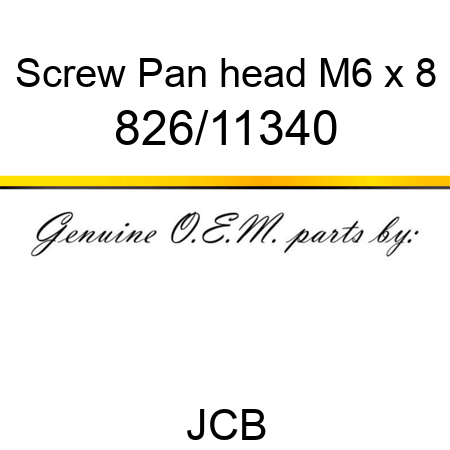 Screw, Pan head, M6 x 8 826/11340