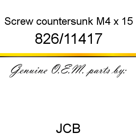 Screw, countersunk, M4 x 15 826/11417