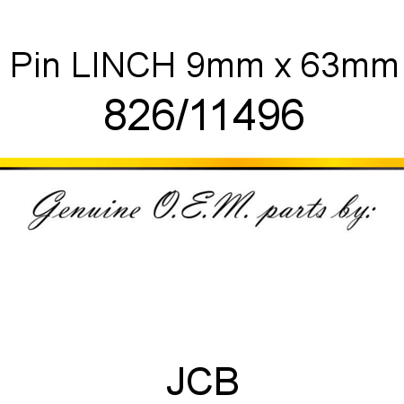 Pin, LINCH 9mm x 63mm 826/11496