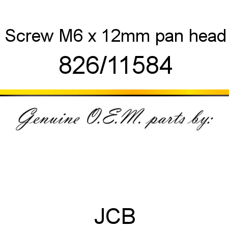 Screw, M6 x 12mm, pan head 826/11584