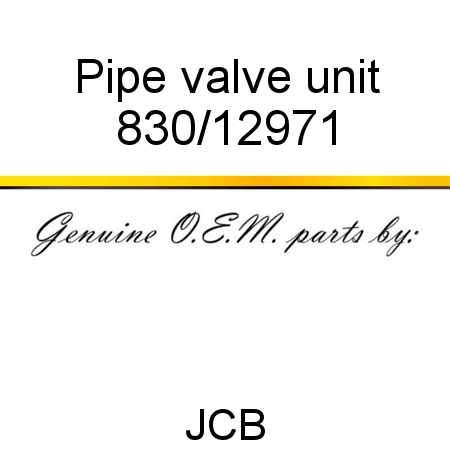 Pipe, valve unit 830/12971
