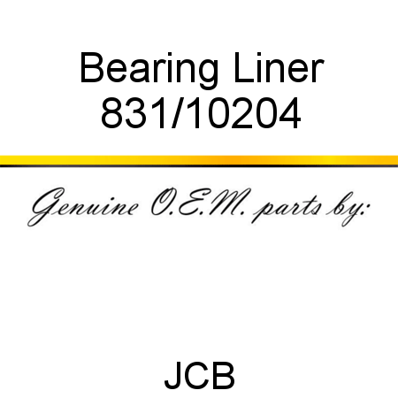 Bearing, Liner 831/10204