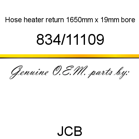 Hose, heater return, 1650mm x 19mm bore 834/11109