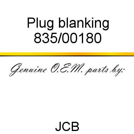 Plug, blanking 835/00180