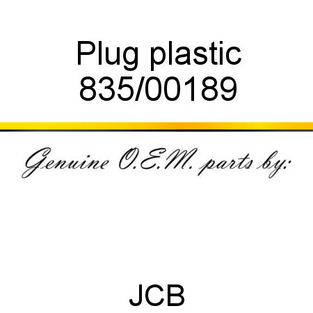 Plug, plastic 835/00189