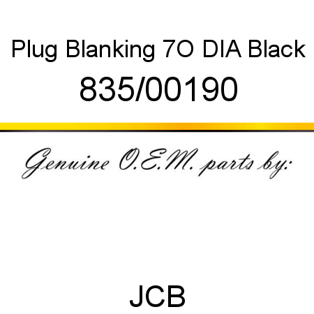 Plug, Blanking 7O DIA, Black 835/00190