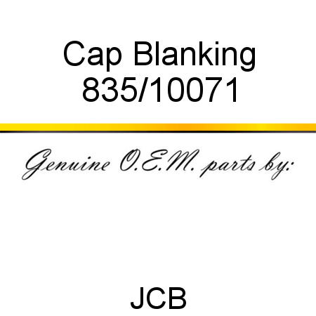 Cap, Blanking 835/10071