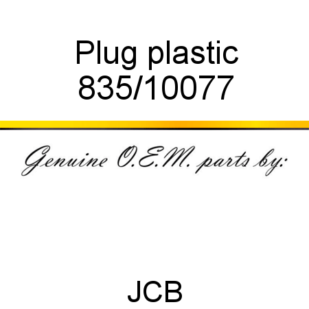 Plug, plastic 835/10077