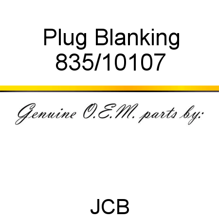 Plug, Blanking 835/10107