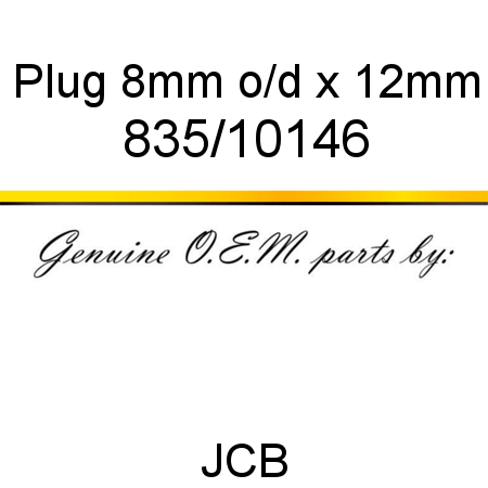 Plug, 8mm o/d x 12mm 835/10146