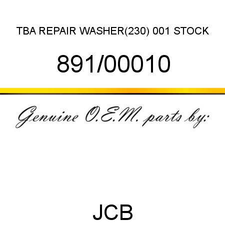 TBA, REPAIR WASHER(230), 001 STOCK 891/00010