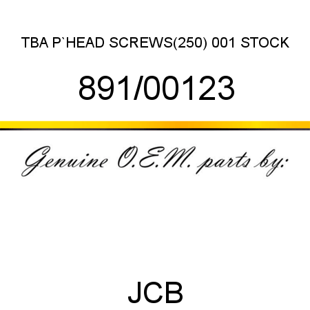 TBA, P`HEAD SCREWS(250), 001 STOCK 891/00123