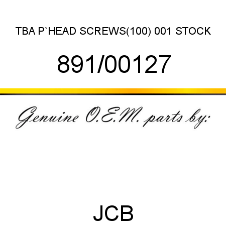 TBA, P`HEAD SCREWS(100), 001 STOCK 891/00127