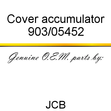 Cover, accumulator 903/05452
