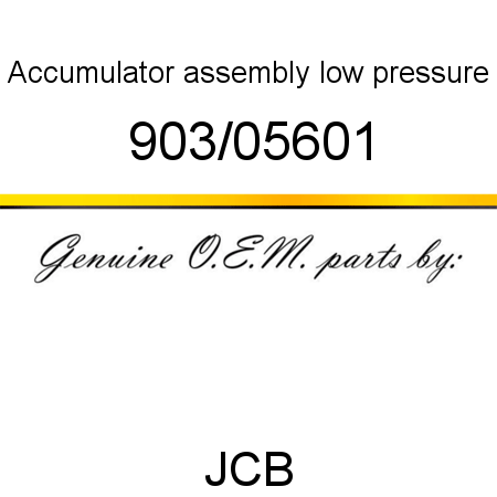 Accumulator, assembly, low pressure 903/05601